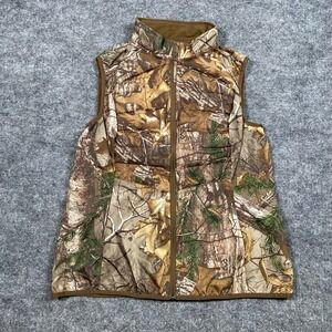 Realtree Xtra Camo Down Blend Puffer Vest Mens Large Brown Green Full Zip